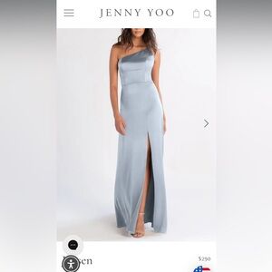 Jenny Yoo ‘Jensen’ Dress in Whisper Blue Satin, Sz 2